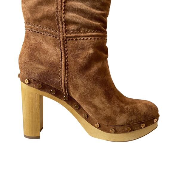 Veronica Beard Glendale Hazelwood Suede Clog Knee High Boots Size 7.5 NEW - Picture 15 of 16